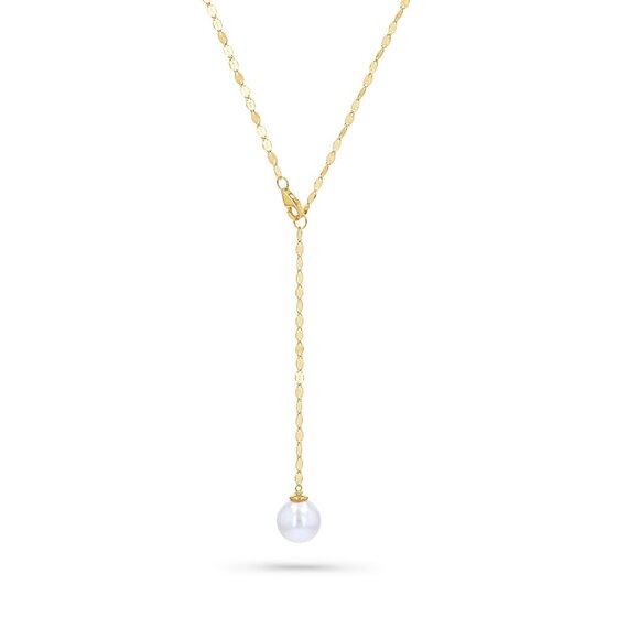 Demure Pearl Drop Chain Lariat - Picture 2 of 3